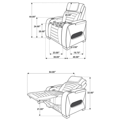 Zuma Dual Power Recliner with Cupholder Storage and LED Lighting Black