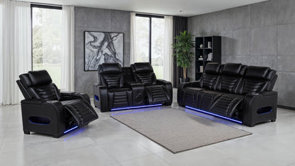 Zuma Dual Power Recliner with Cupholder Storage and LED Lighting Black