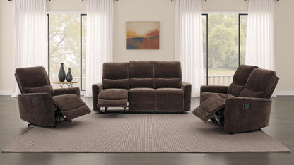 Navarro Chenille Upholstered Reclining Sofa Dark Brown