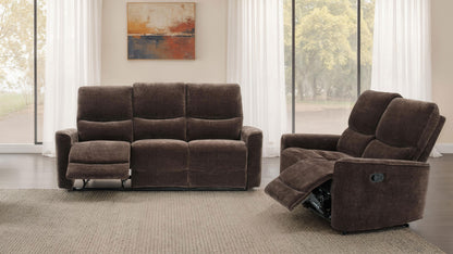 Navarro Chenille Upholstered Reclining Loveseat Dark Brown