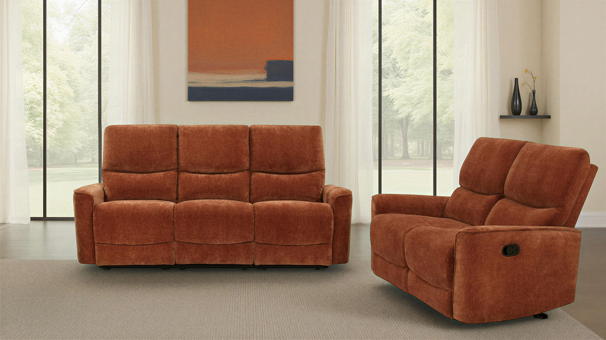 Navarro 2-piece Upholstered Reclining Sofa Set Burnt Orange