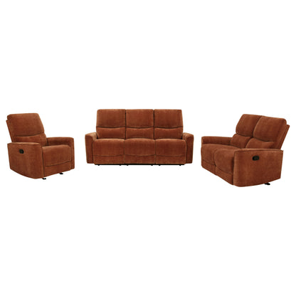 Navarro 3-piece Upholstered Reclining Sofa Set Burnt Orange