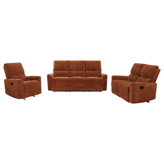 Navarro 3-piece Upholstered Reclining Sofa Set Orange