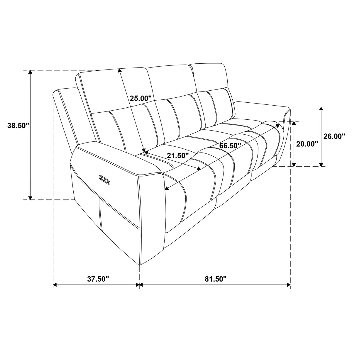Kennett 2-piece Chenille Power Reclining Sofa Set Dark Grey
