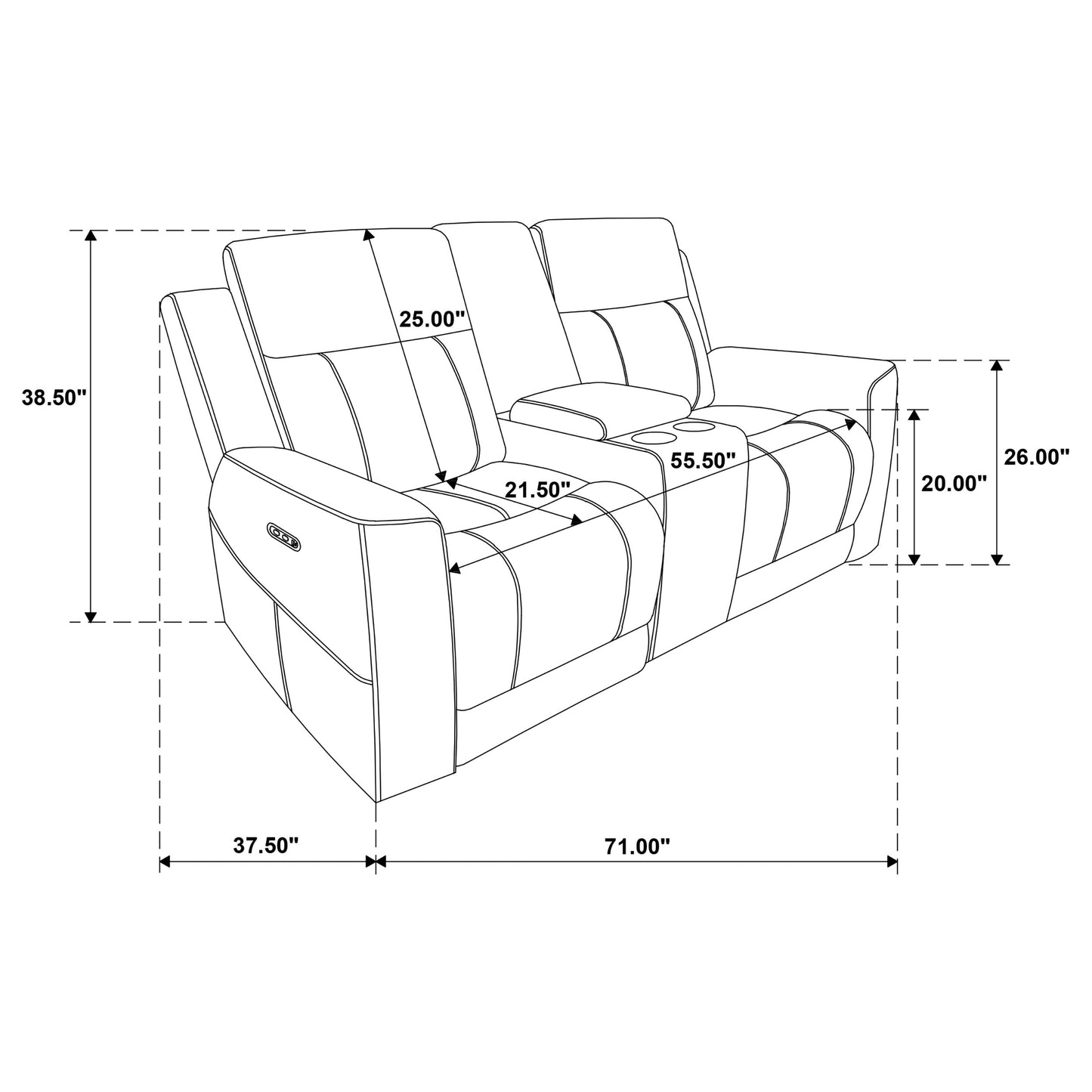 Kennett Chenille Upholstered Power Reclining Loveseat Grey