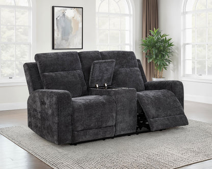 Kennett Chenille Upholstered Power Reclining Loveseat Dark Grey