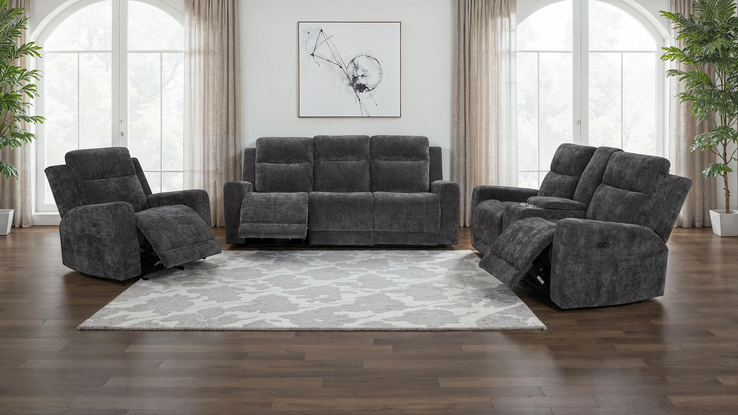 Kennett Chenille Upholstered Power Reclining Loveseat Grey