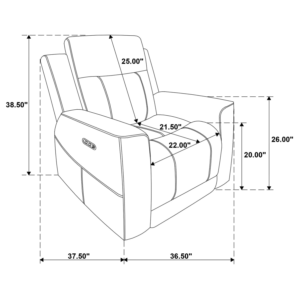 Kennett Chenille Upholstered Power Recliner Chair Dark Grey