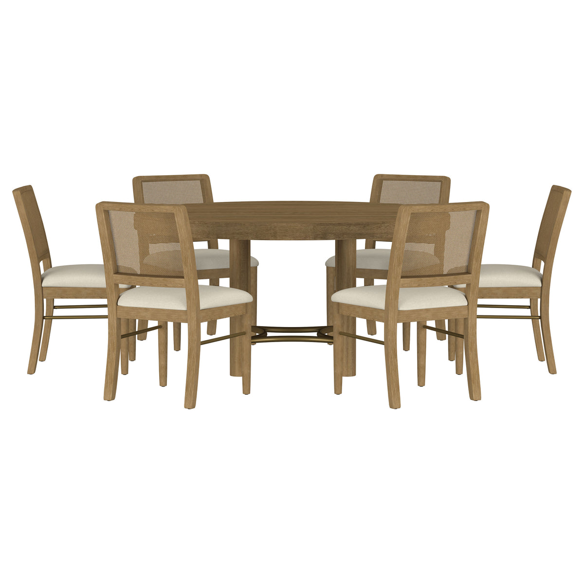Arini 7-piece Round Dining Room Table Set Sand Wash