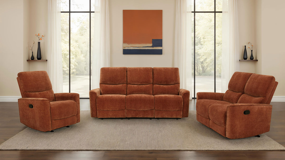 Navarro 3-piece Upholstered Reclining Sofa Set Burnt Orange