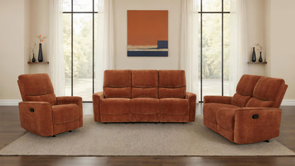 Navarro 3-piece Upholstered Reclining Sofa Set Burnt Orange