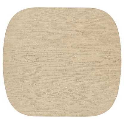 Kailani Coastal Rectangular End Side Table with Shelf Beige Oak