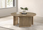 Adina 36-inch Round Wood Coffee Table Distressed Light Brown