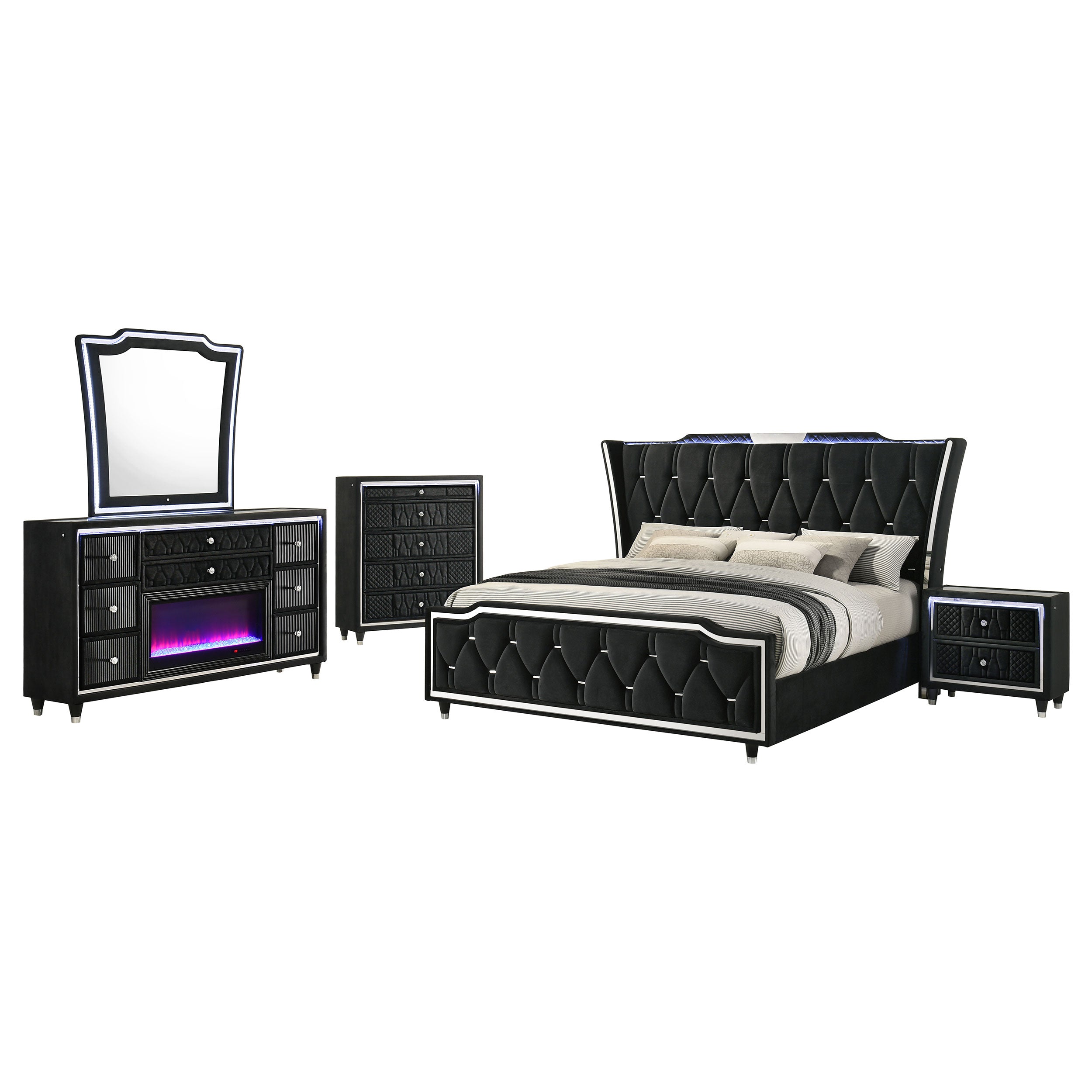 Lorient 5-piece Eastern King Bedroom Set Black – Brian Furniture