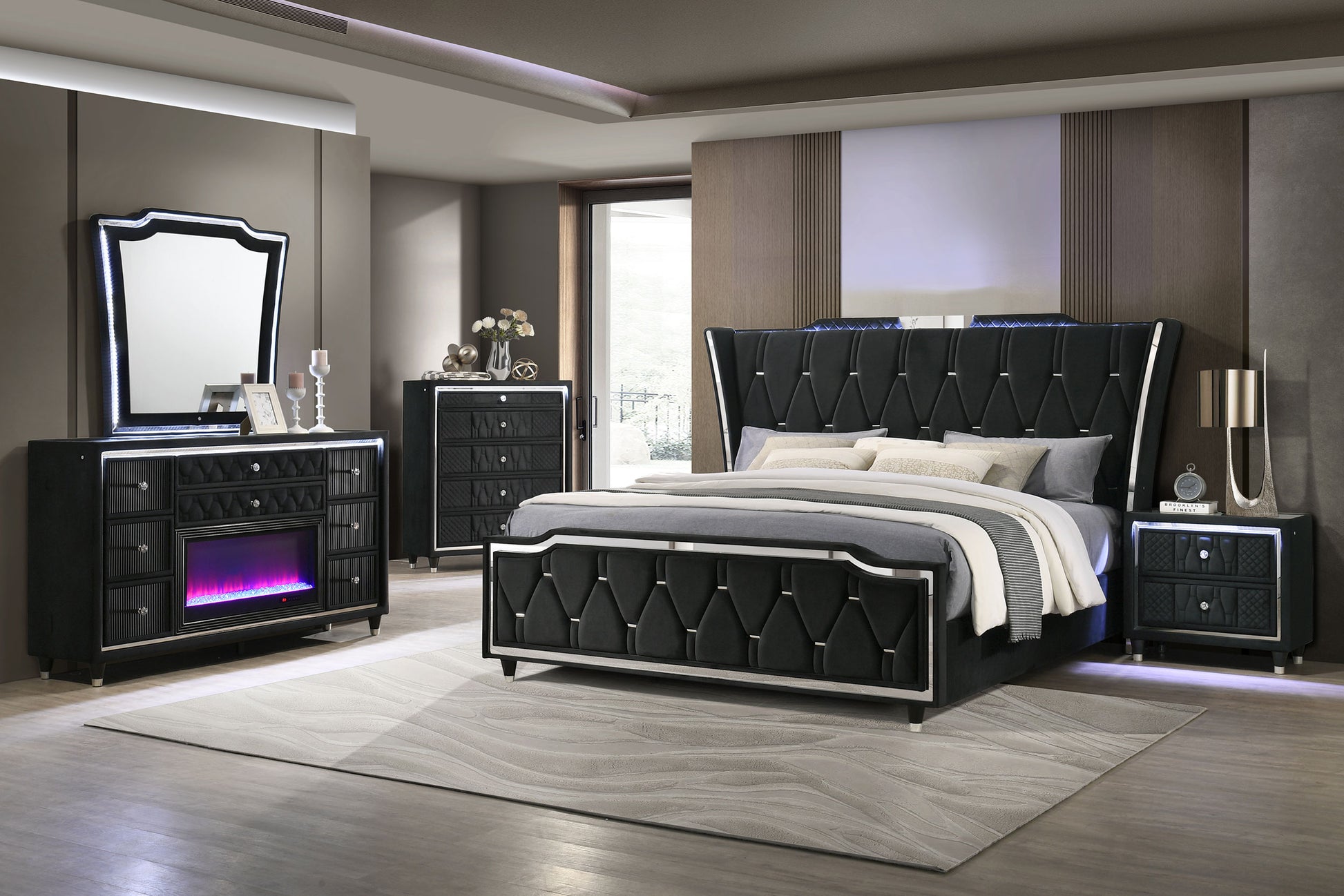 Lorient 5-piece Eastern King Bedroom Set Black – Brian Furniture Online