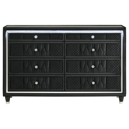 Lorient 8-drawer LED Bedroom Dresser Cabinet Black