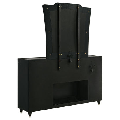 Lorient 8-drawer LED Flame Box Dresser and Mirror Black