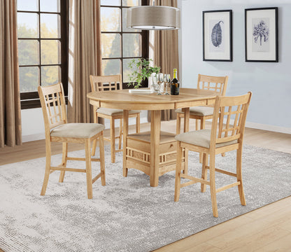 Lavon Wood Counter Height Dining Chair Linen and Light Oak (Set of 2)