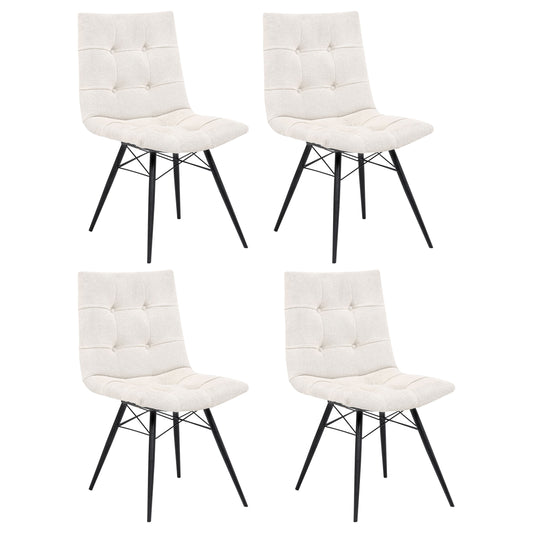 Aiken Fabric Upholstered Dining Side Chair Saddle Stone White (Set of 4)