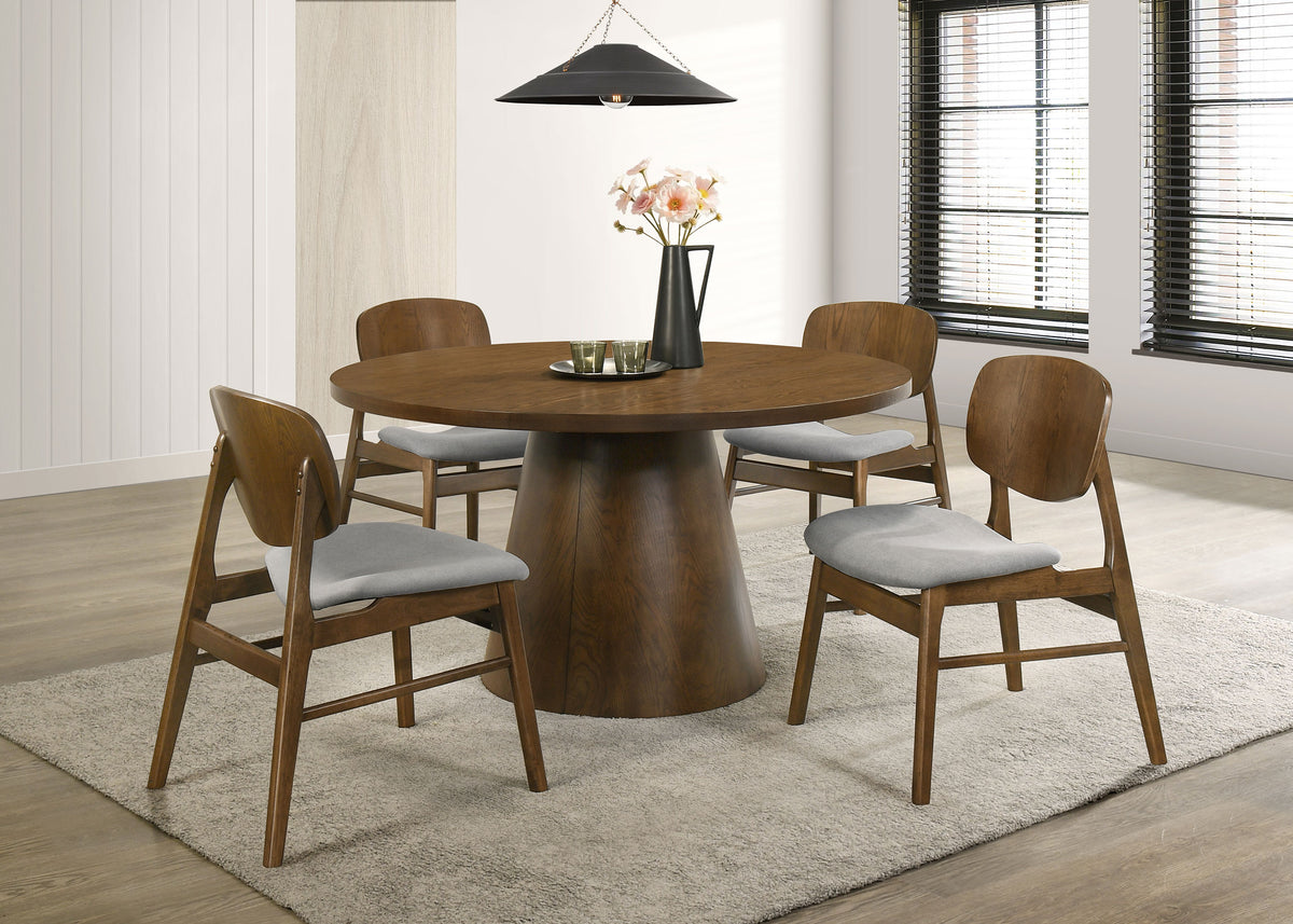 Franklin 54-inch Round Wood Pedestal Base Dining Table Dark Brown