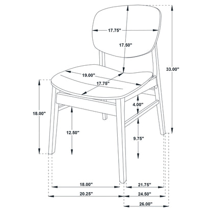 Benford Dining Side Chair Wood Seat Dark Brown (Set of 2)