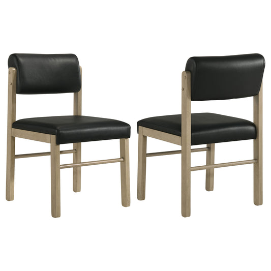 Kehoe Upholstered Dining Side Chair Black and Natural Oak (Set of 2)