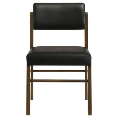 Kehoe Upholstered Dining Side Chair Black and Walnut (Set of 2)