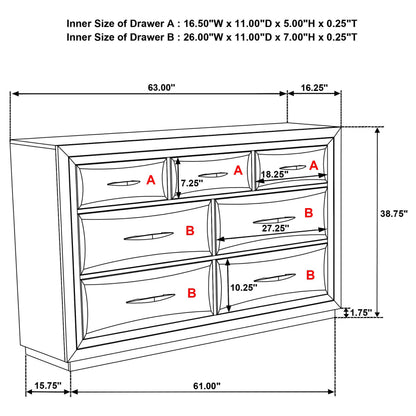 Atlas 7-drawer Bedroom Dresser Cabinet Dark Oak