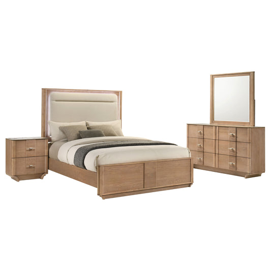 Leanne 4-piece Eastern King Bedroom Set Light Oak