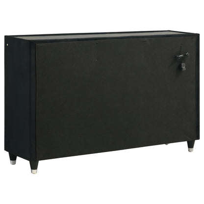 Ravenne 4-piece Velvet Upholstered Eastern King LED Bedroom Set Black