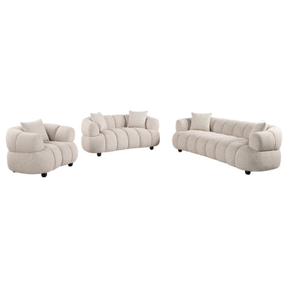 Whitney Contemporary Channel Tufted Woven Fabric Upholstered Sofa Set