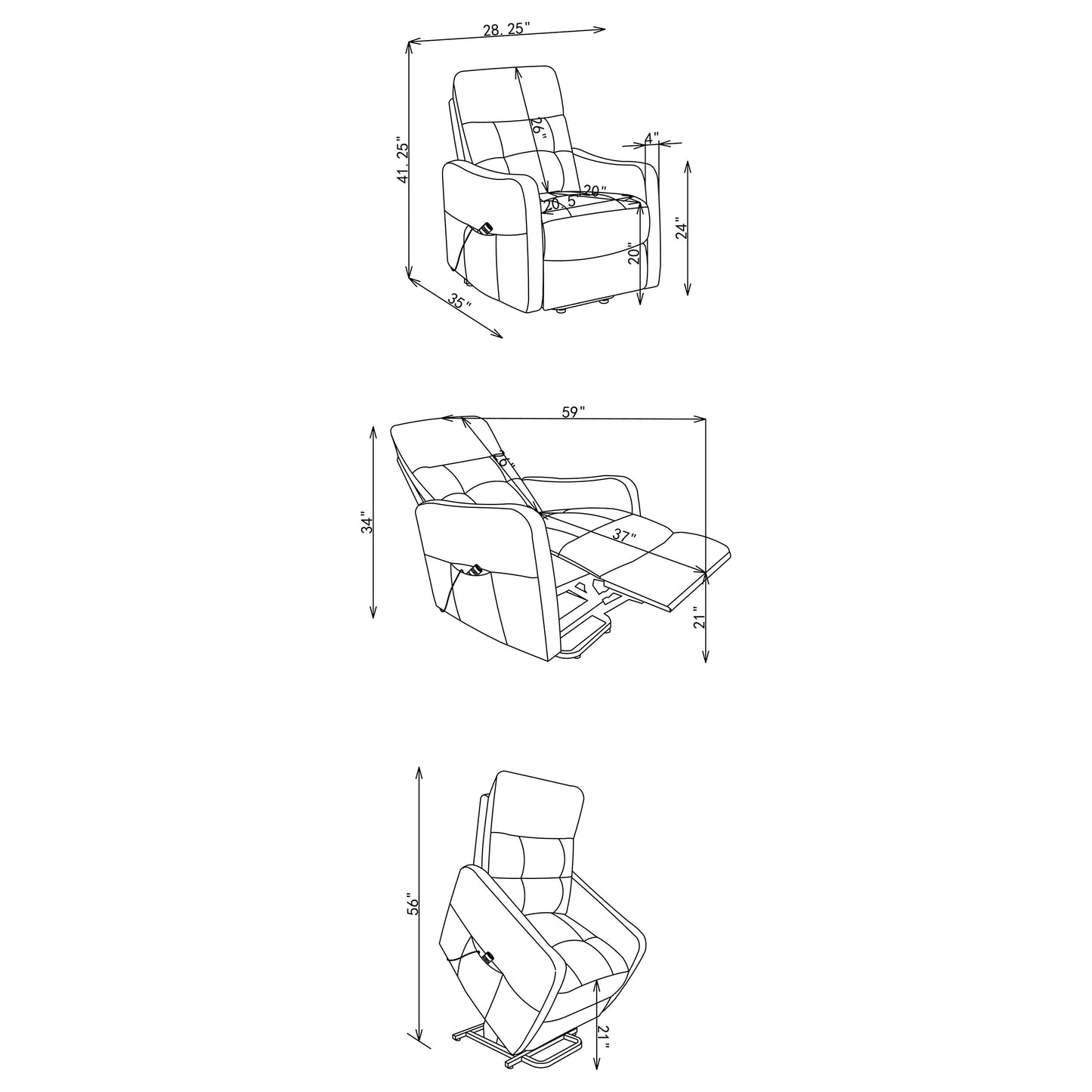 Dayes Upholstered Power Lift Recliner Chair Taupe