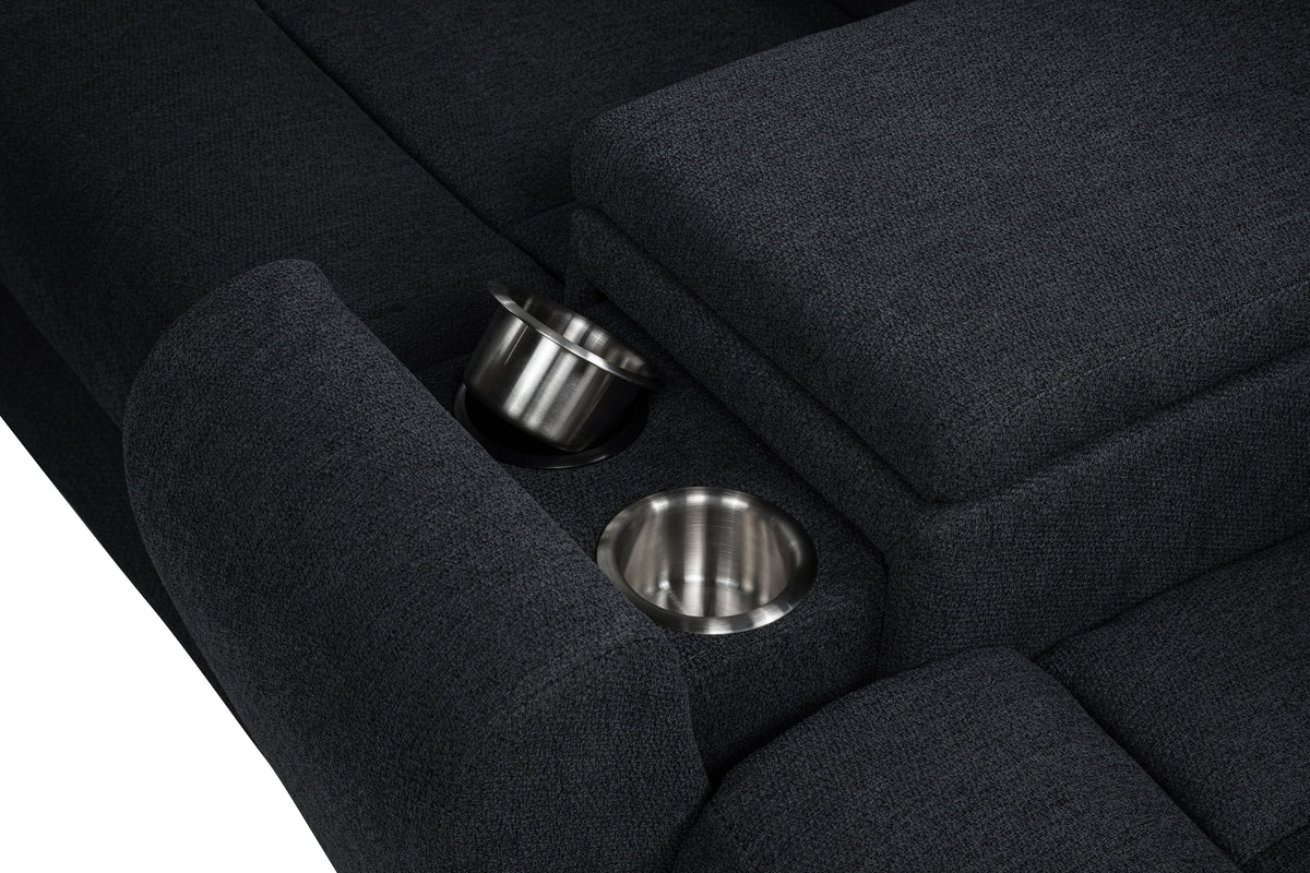 Hagen Upholstered Power Reclining Sectional Sofa Steel Grey