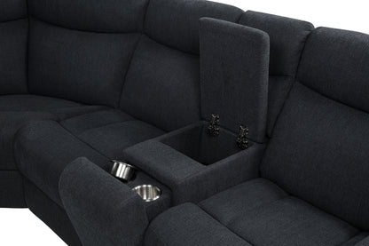 Hagen Upholstered Power Reclining Sectional Sofa Steel Grey