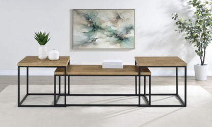Straden 3-piece Engineered Wood Coffee Table Set Mango and Black