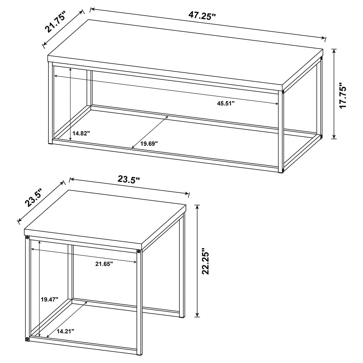 Straden 3-piece Engineered Wood Coffee Table Set Mango and Black