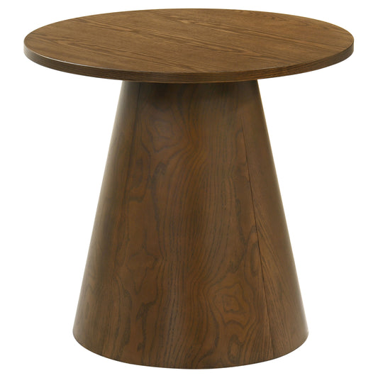 Franklin Round Wood Pedestal Side End Table Dark Brown