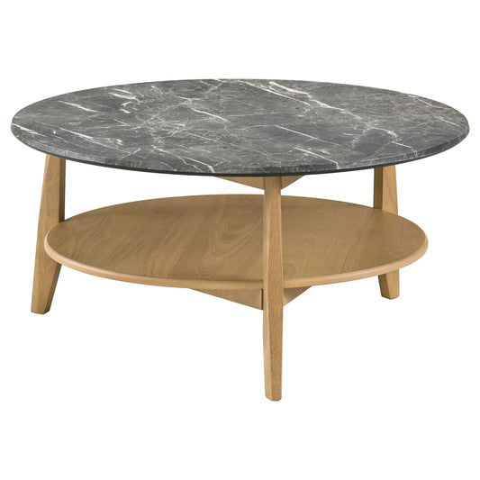 Bradley Round SmartTop Cocktail Coffee Table Grey and Natural