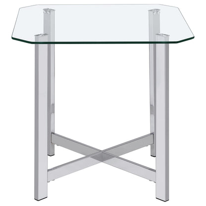 Cronin Square Tempered Glass Top Side End Table Chrome