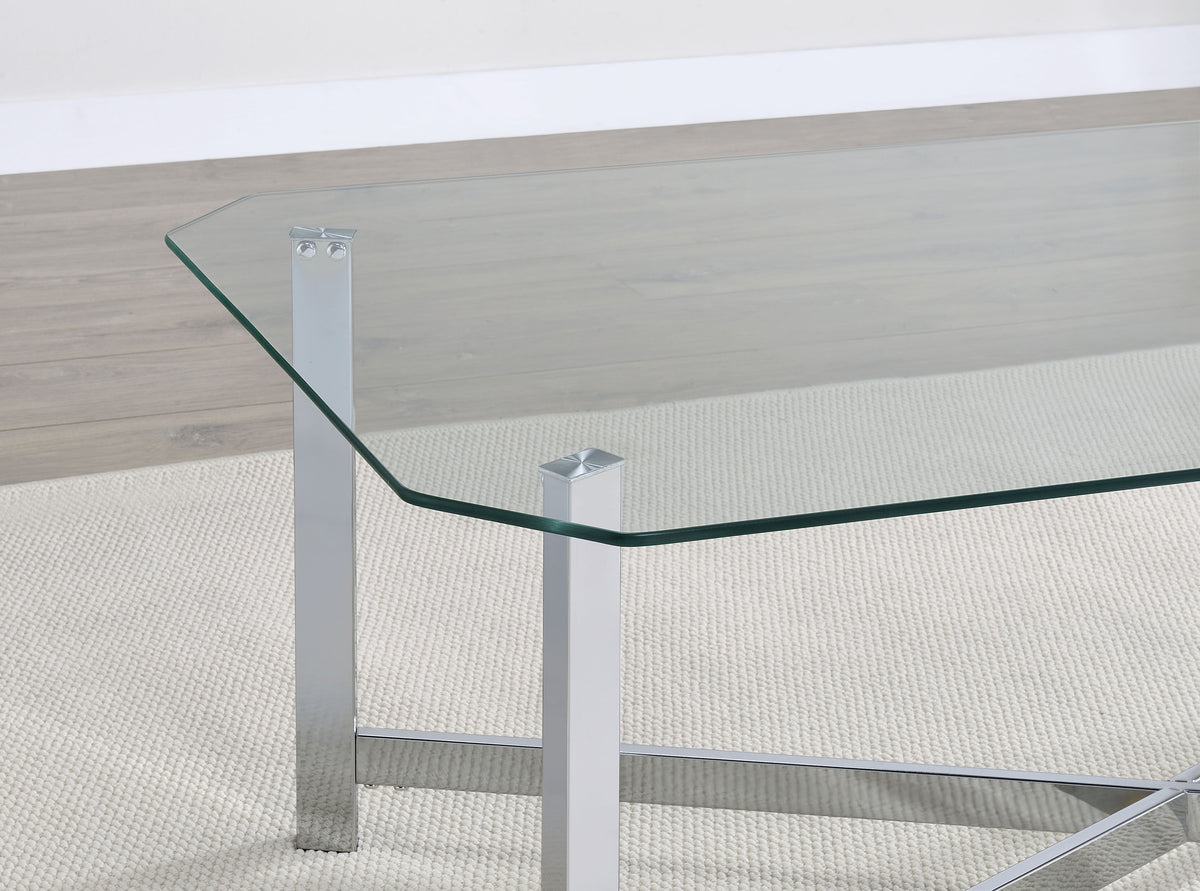 Cronin Square Tempered Glass Top Side End Table Chrome