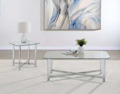 Cronin Rectangular Tempered Glass Top Cocktail Coffee Table Chrome