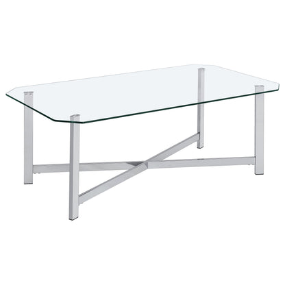 Cronin 3-piece Tempered Glass Top Coffee Table Set Chrome