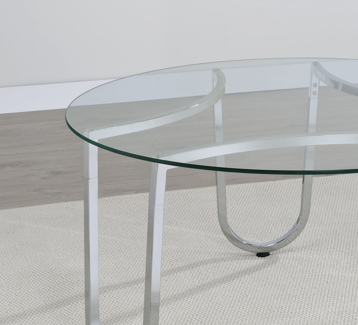 Beller Round Tempered Glass Top End Side Table Chrome