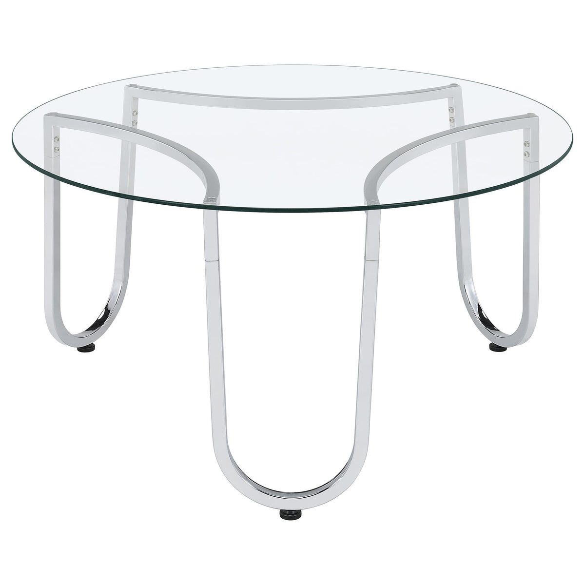Beller Round Tempered Glass Top Cocktail Coffee Table Chrome
