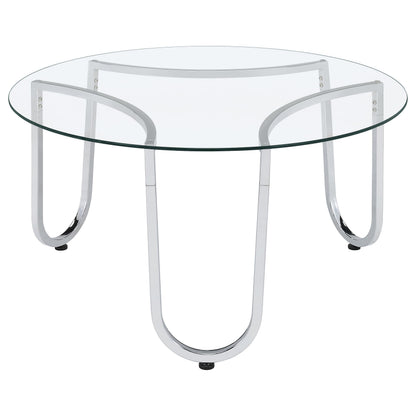 Beller 2-piece Round Tempered Glass Top Coffee Table Set Chrome