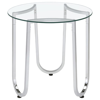 Beller 3-piece Round Tempered Glass Top Coffee Table Set Chrome