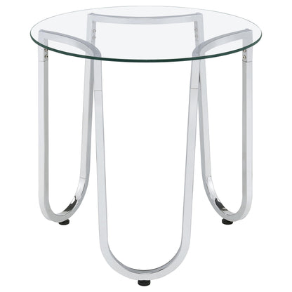 Beller 3-piece Round Tempered Glass Top Coffee Table Set Chrome