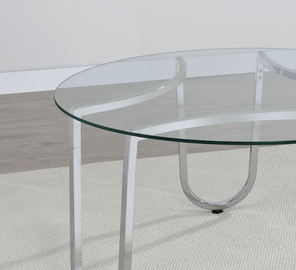 Beller 3-piece Round Tempered Glass Top Coffee Table Set Chrome