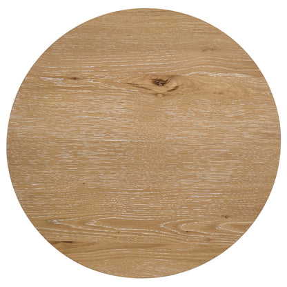 Kessler Round Sculptural Wood End Table Light Oak