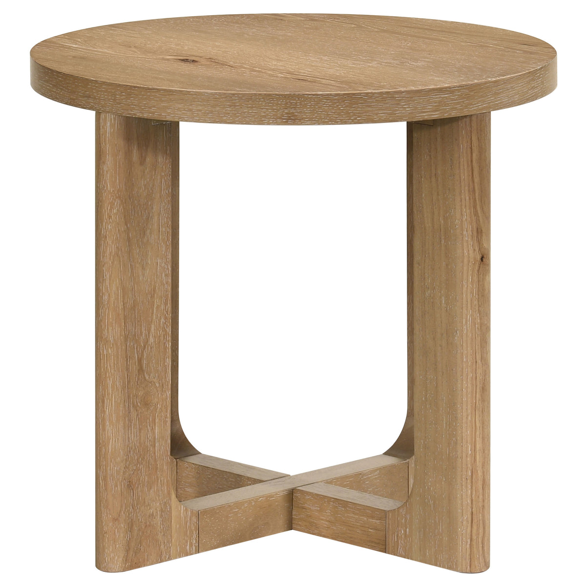 Kessler 2-piece Round Sculptural Wood Coffee Table Set Light Oak